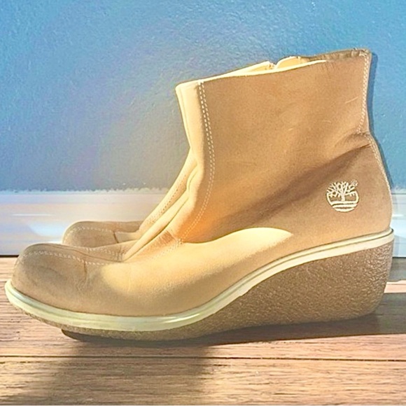 Y2K timberland boots ankle boots wedge boots heel leather boots zipper boots - Picture 1 of 16